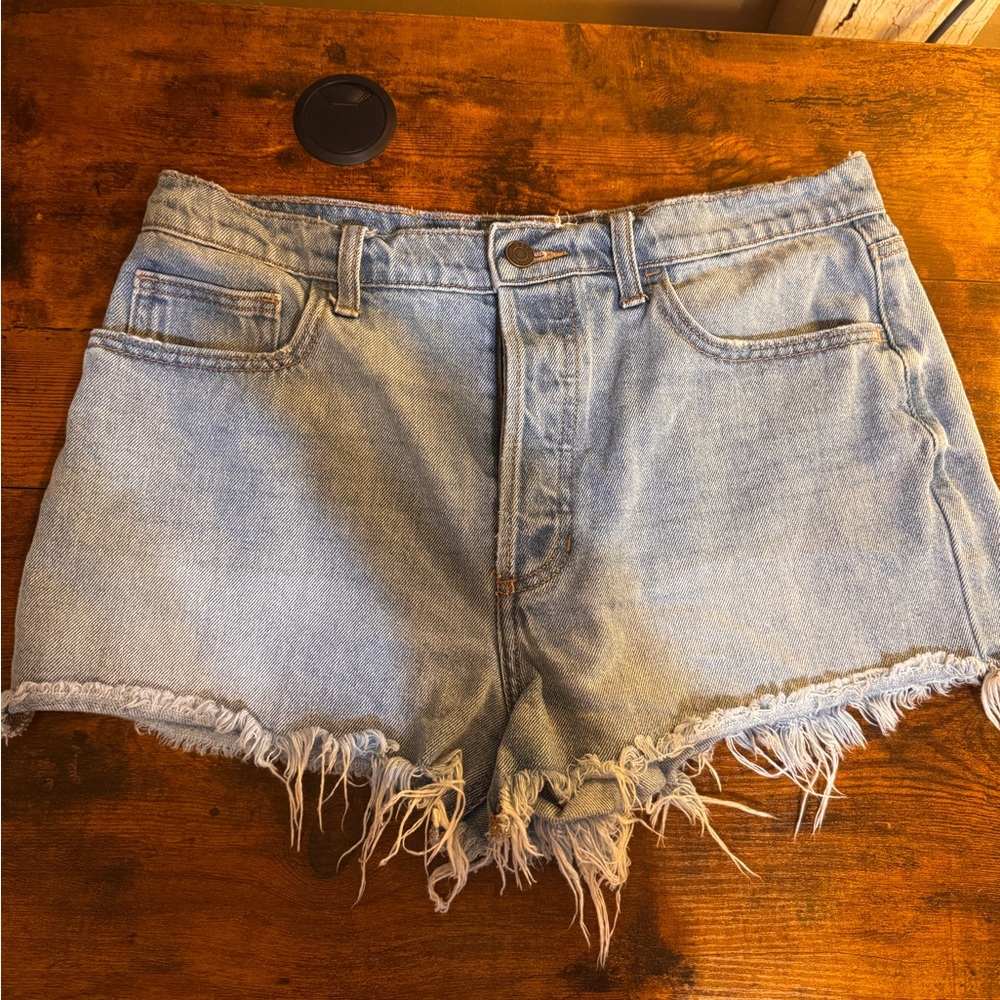 Cello Blue Jean Shorts with Frayed Hem